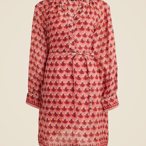 J. Crew Cabana mini dress in bloc k-print ramie Coral New With Tag - Picture 5 of 14